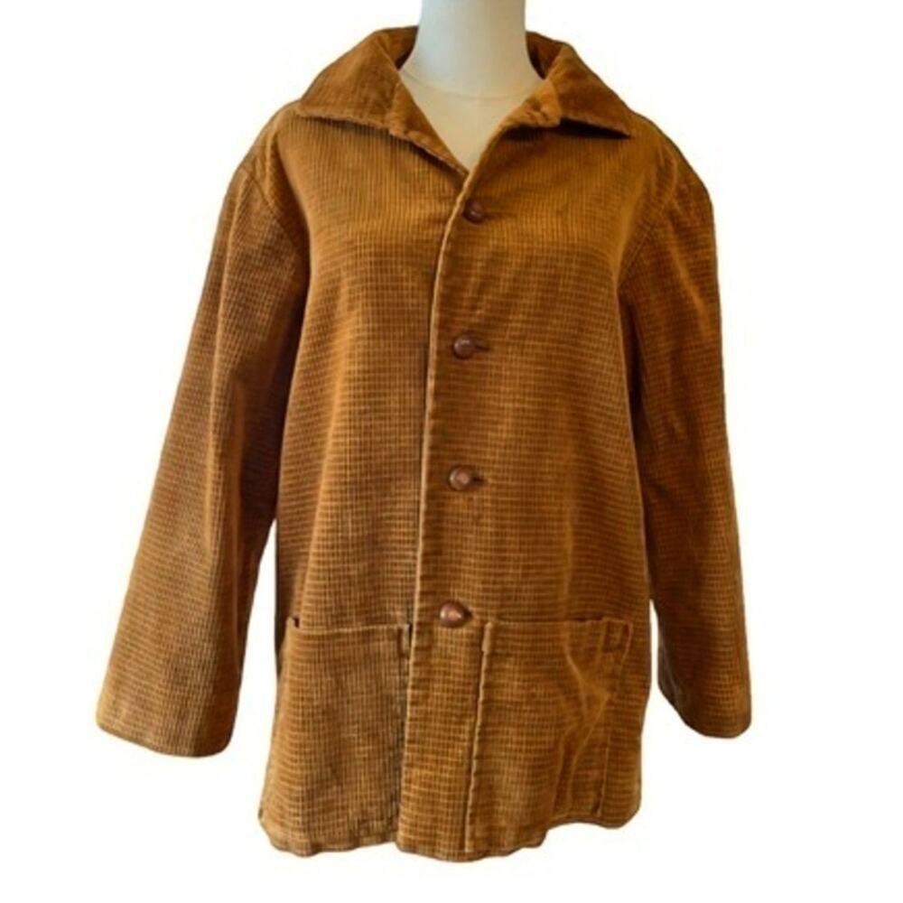 Retro Vintage Brown Corduroy Topcoat Paisley Lining Sized By Measuments